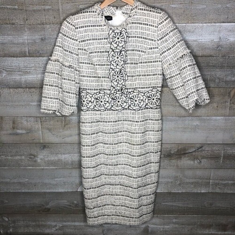 Frascara size 8 tweed midi office career floral dress